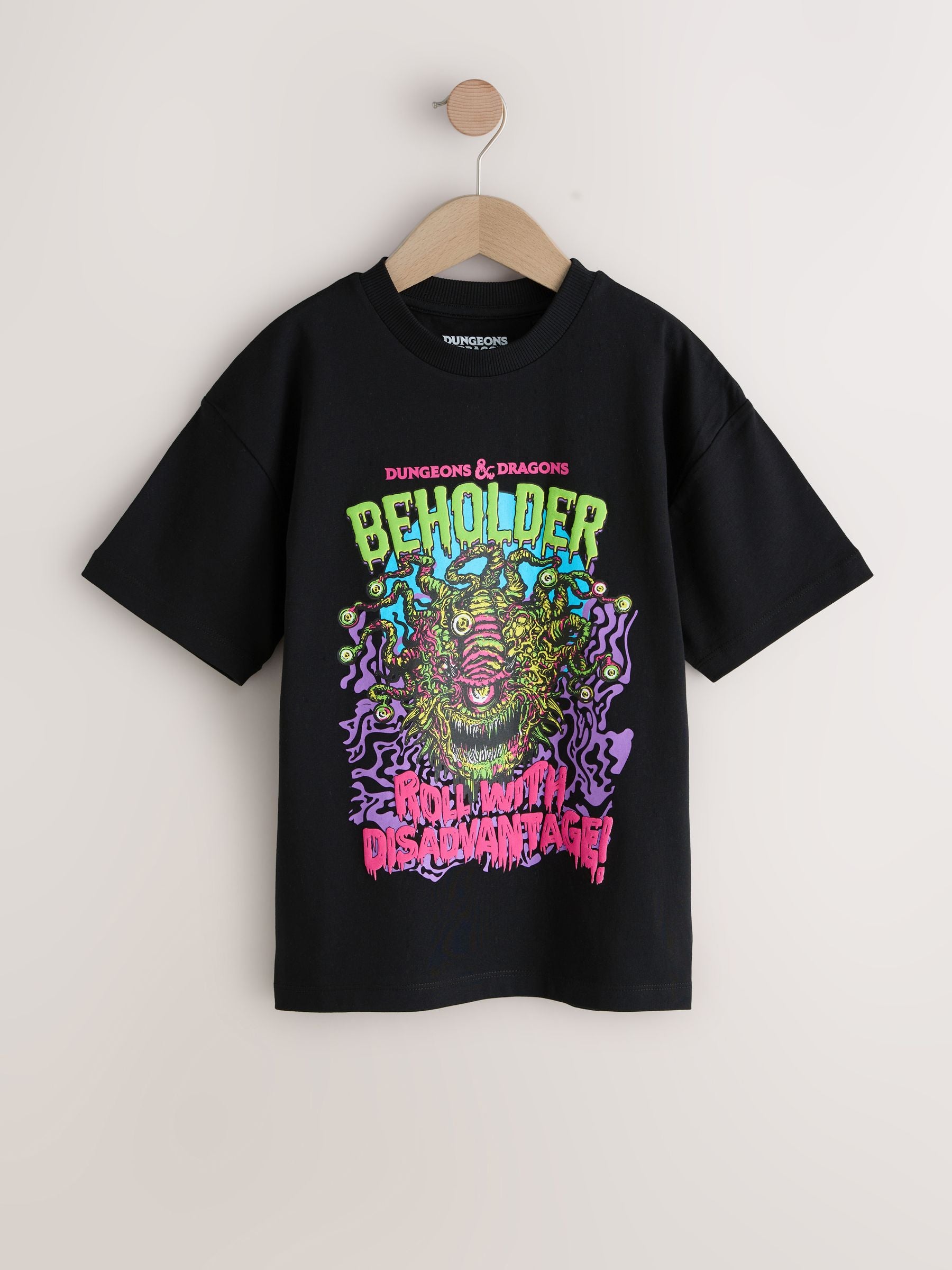 Dsiney Kidz - Black Dungeons & Dragons Print Short Sleeve T-Shirt (8-16yrs) image 1