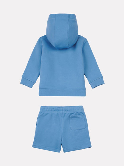 New Balance Blue Kids Zip Thru Hoodie 100% Cotton T-Shirt & Shorts Set image 2