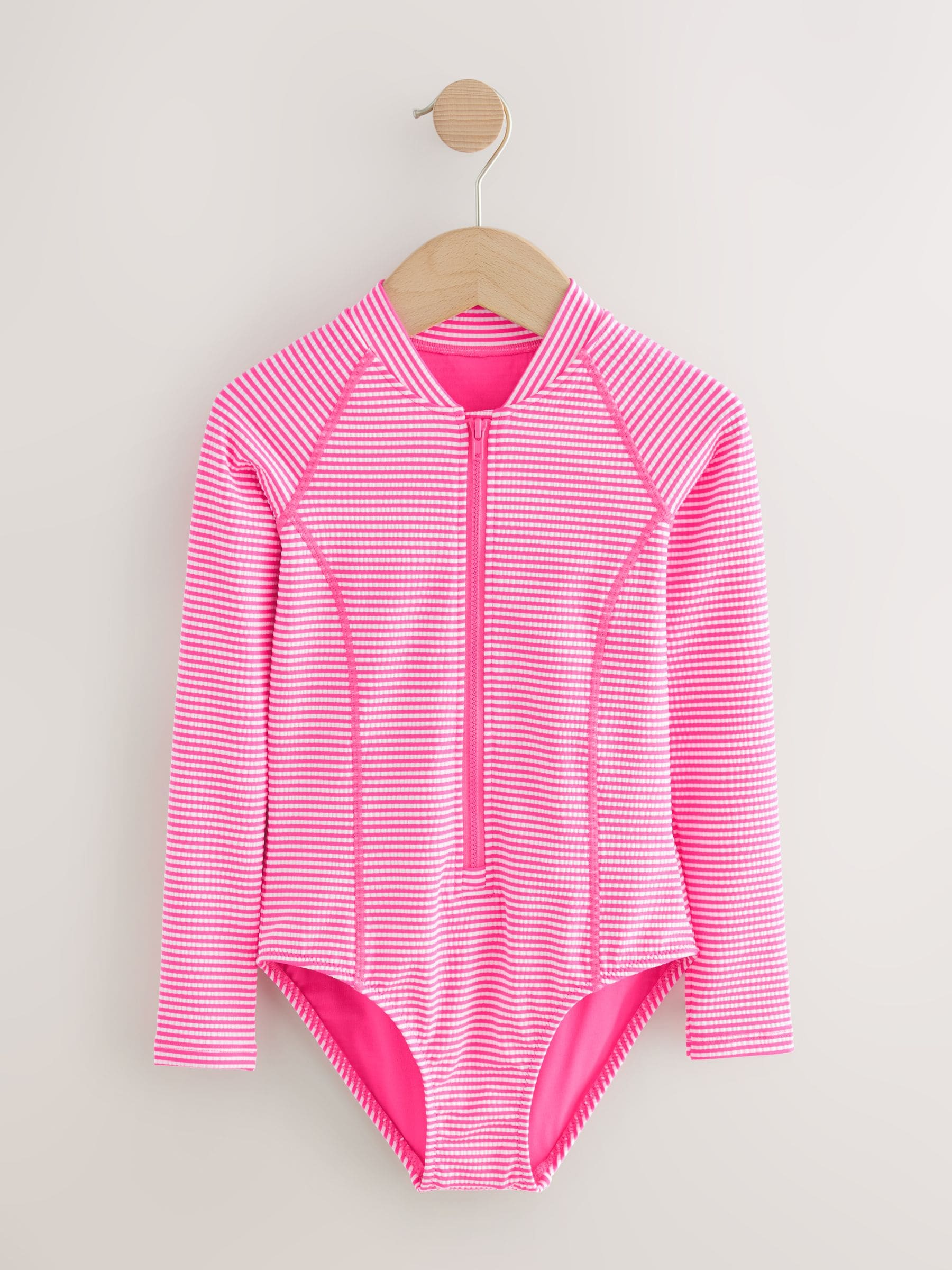 Dsiney Kidz - Pink/White Stripe Textured Long Sleeve Sunsafe Swimsuit (3-16yrs) image 4