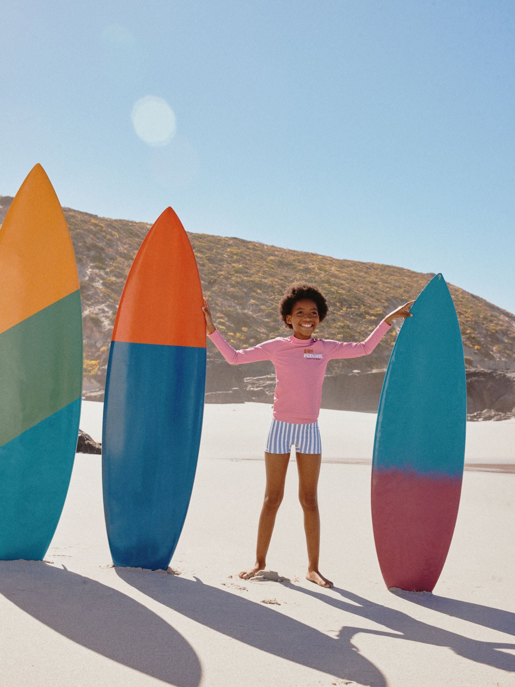 Dsiney Kidz - Pink/Blue Surf Graphic Long Sleeve Sunsafe Rash Vest And Shorts Set (3-16yrs) image 4