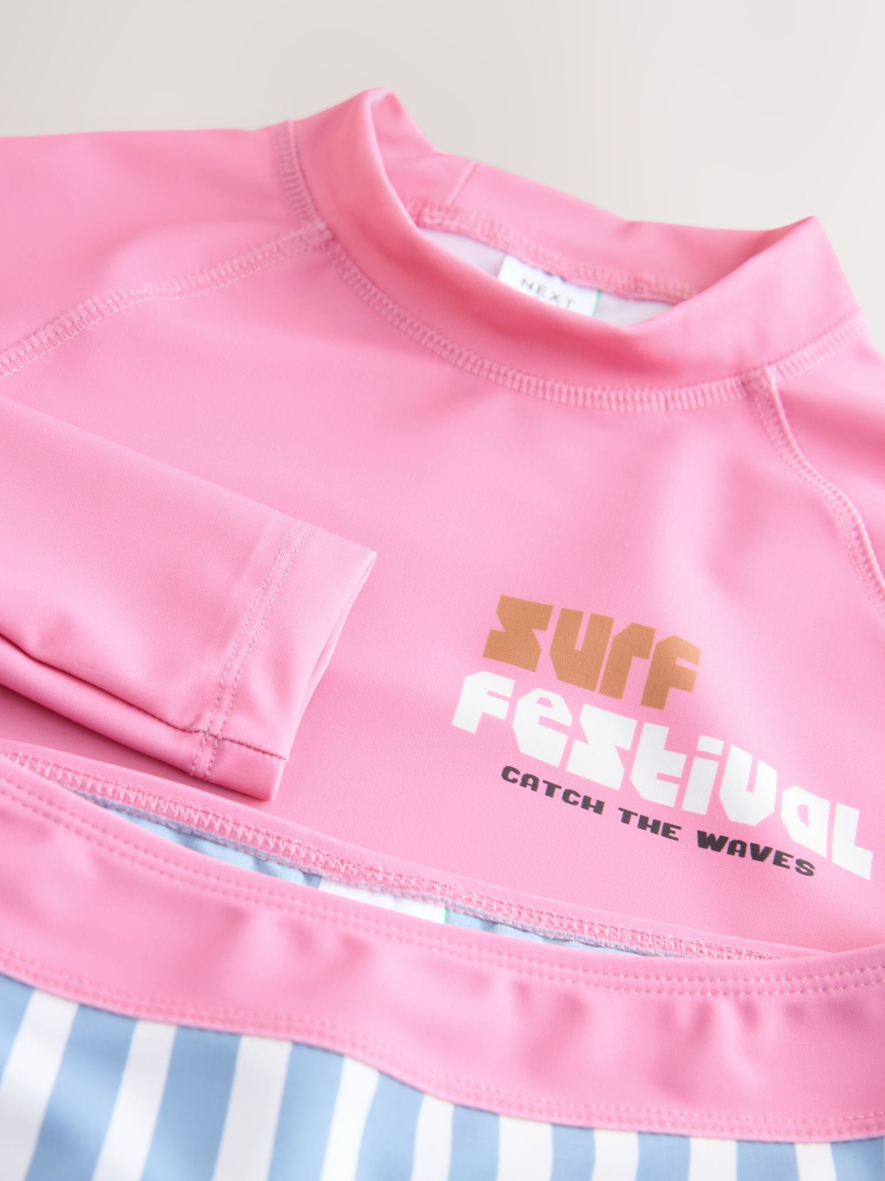 Dsiney Kidz - Pink/Blue Surf Graphic Long Sleeve Sunsafe Rash Vest And Shorts Set (3-16yrs) image 7