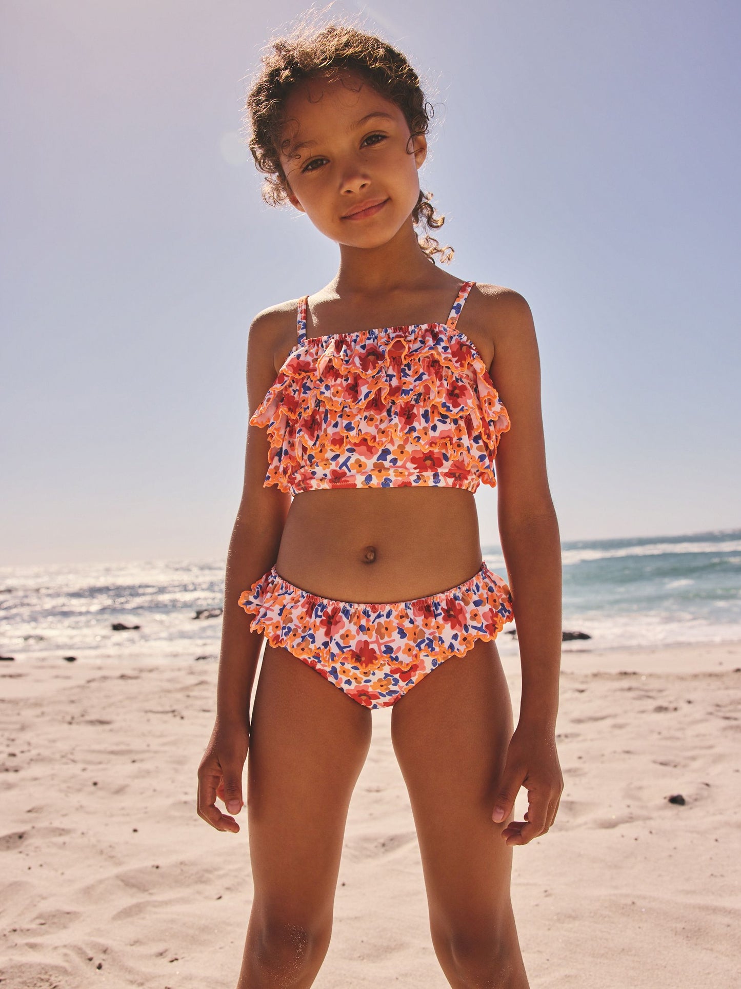 Dsiney Kidz - Orange Ditsy Floral Frill Bikini (3-16yrs) image 2