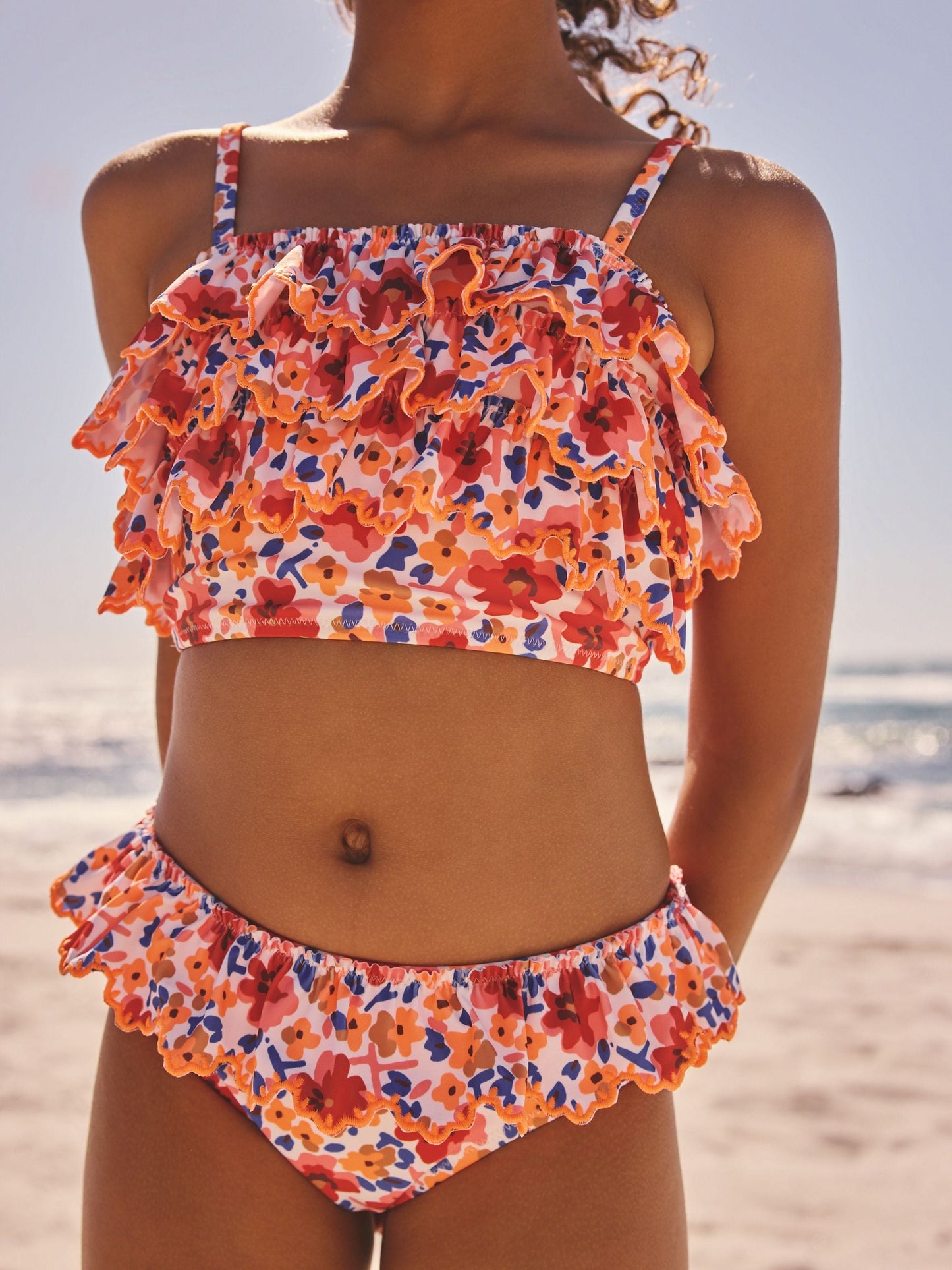 Dsiney Kidz - Orange Ditsy Floral Frill Bikini (3-16yrs) image 4