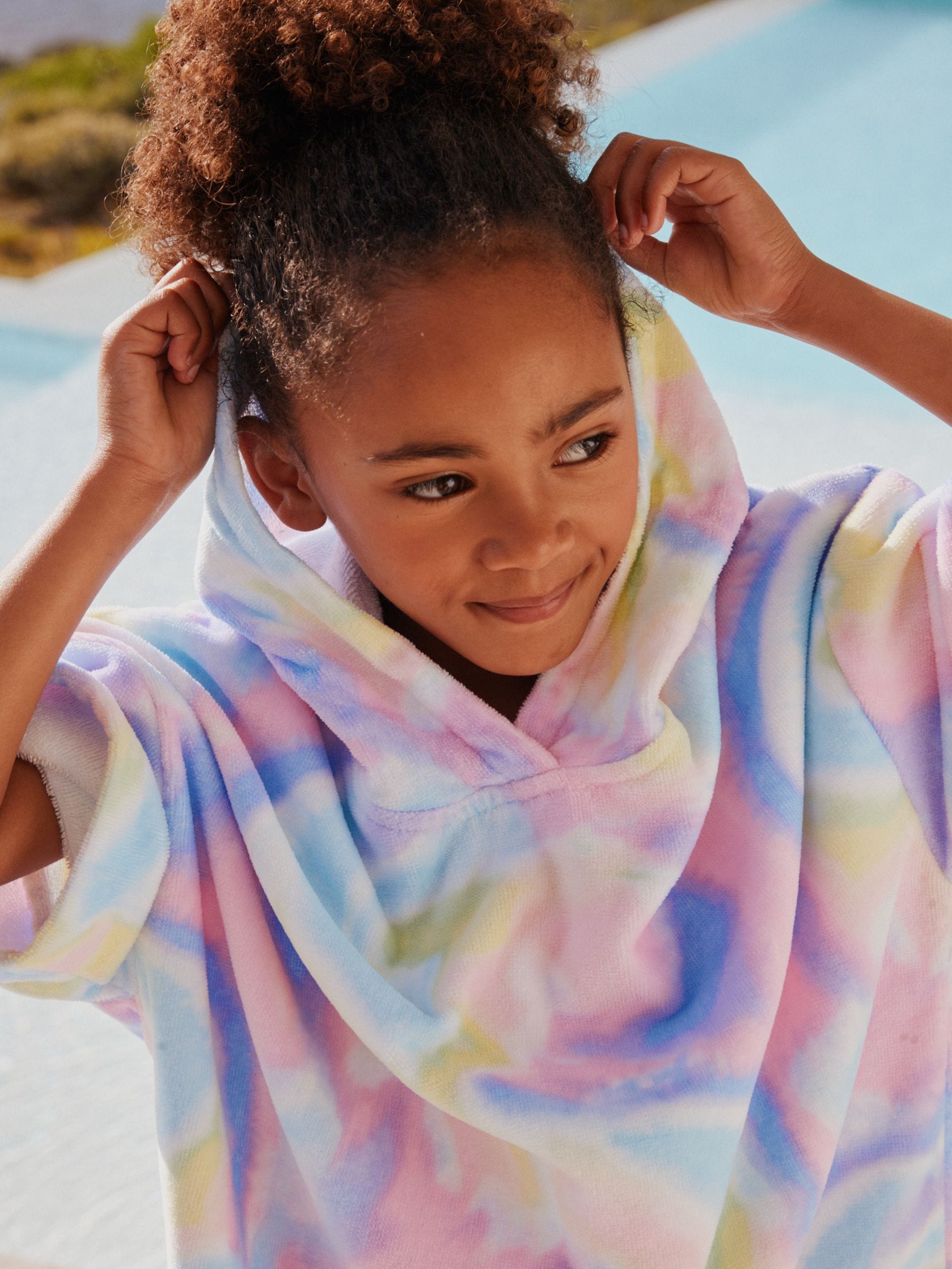 Multi Tie Dye Towelling Poncho (3-16yrs) image 4