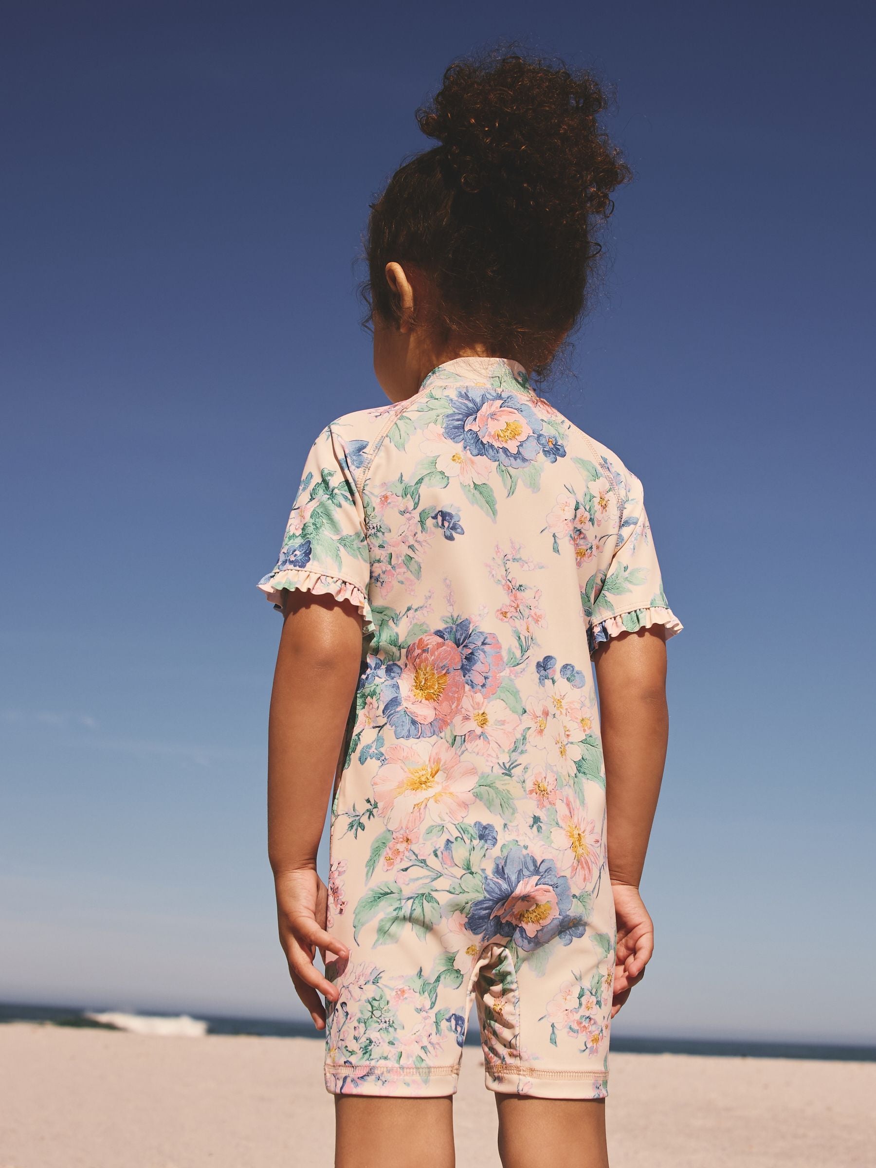 Pink Floral Print Sunsafe Swimsuit (3mths-10yrs) image 2