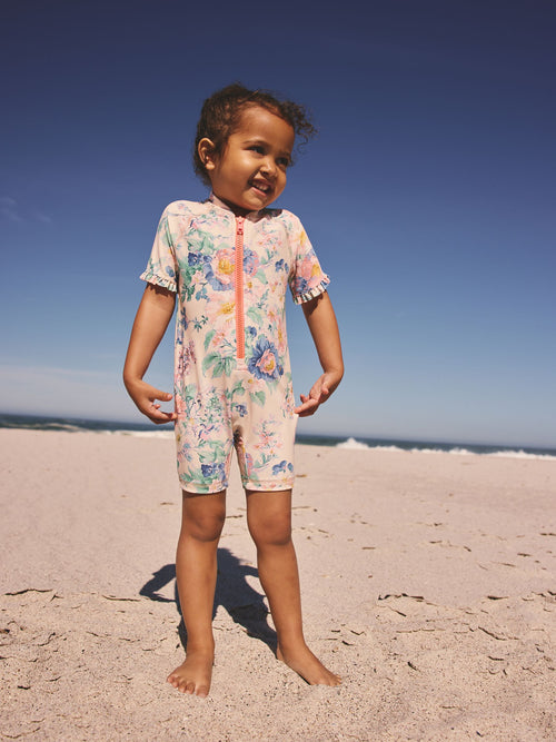Pink Floral Print Sunsafe Swimsuit (3mths-10yrs) image 1