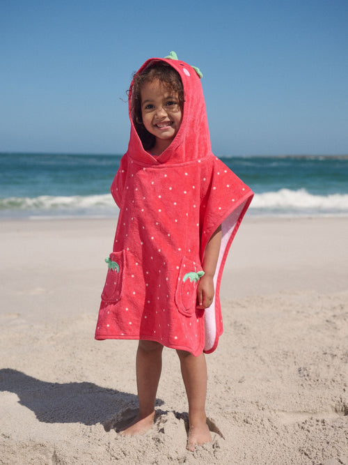 Dsiney Kidz - Red Strawberry Towelling Poncho (9mths-10yrs) image 1