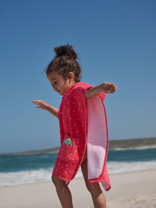 Dsiney Kidz - Red Strawberry Towelling Poncho (9mths-10yrs) image 2
