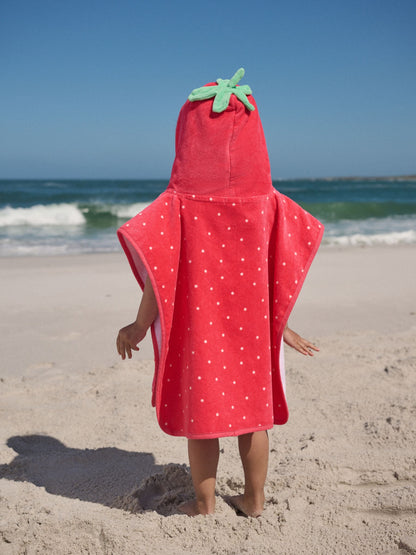 Red Strawberry Towelling Poncho (9mths-10yrs) image 3