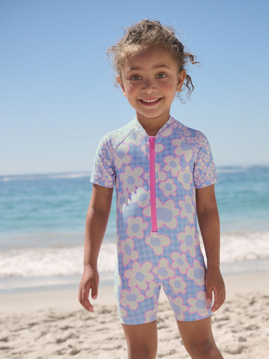 Dsiney Kidz - Blue Stampy Floral Sunsafe Swimsuit (3mths-10yrs) image 1