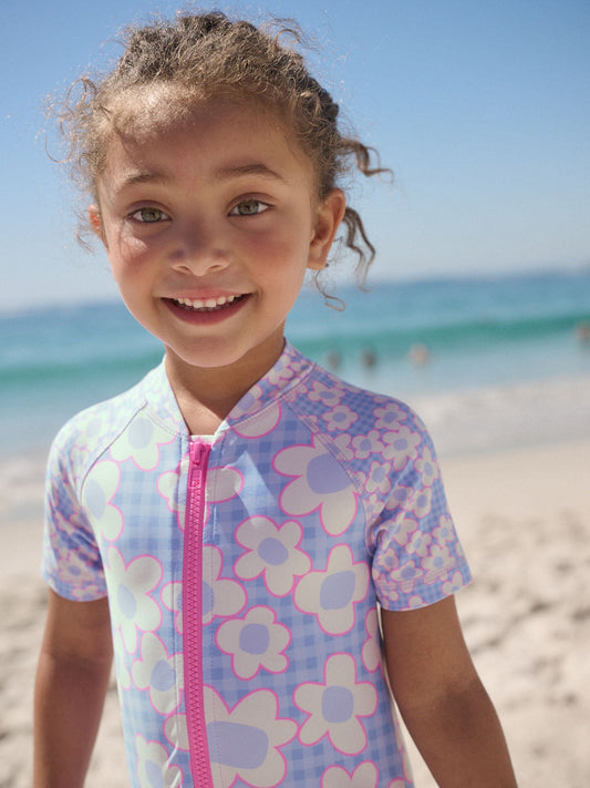 Dsiney Kidz - Blue Stampy Floral Sunsafe Swimsuit (3mths-10yrs) image 2