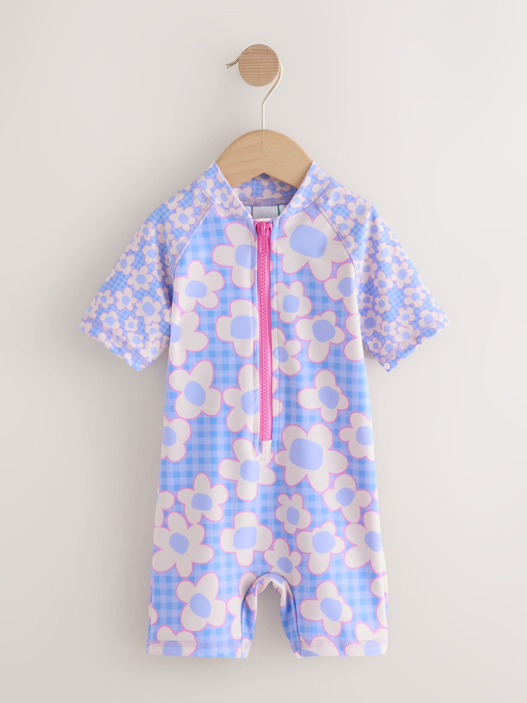 Blue Stampy Floral Sunsafe Swimsuit (3mths-10yrs) image 5