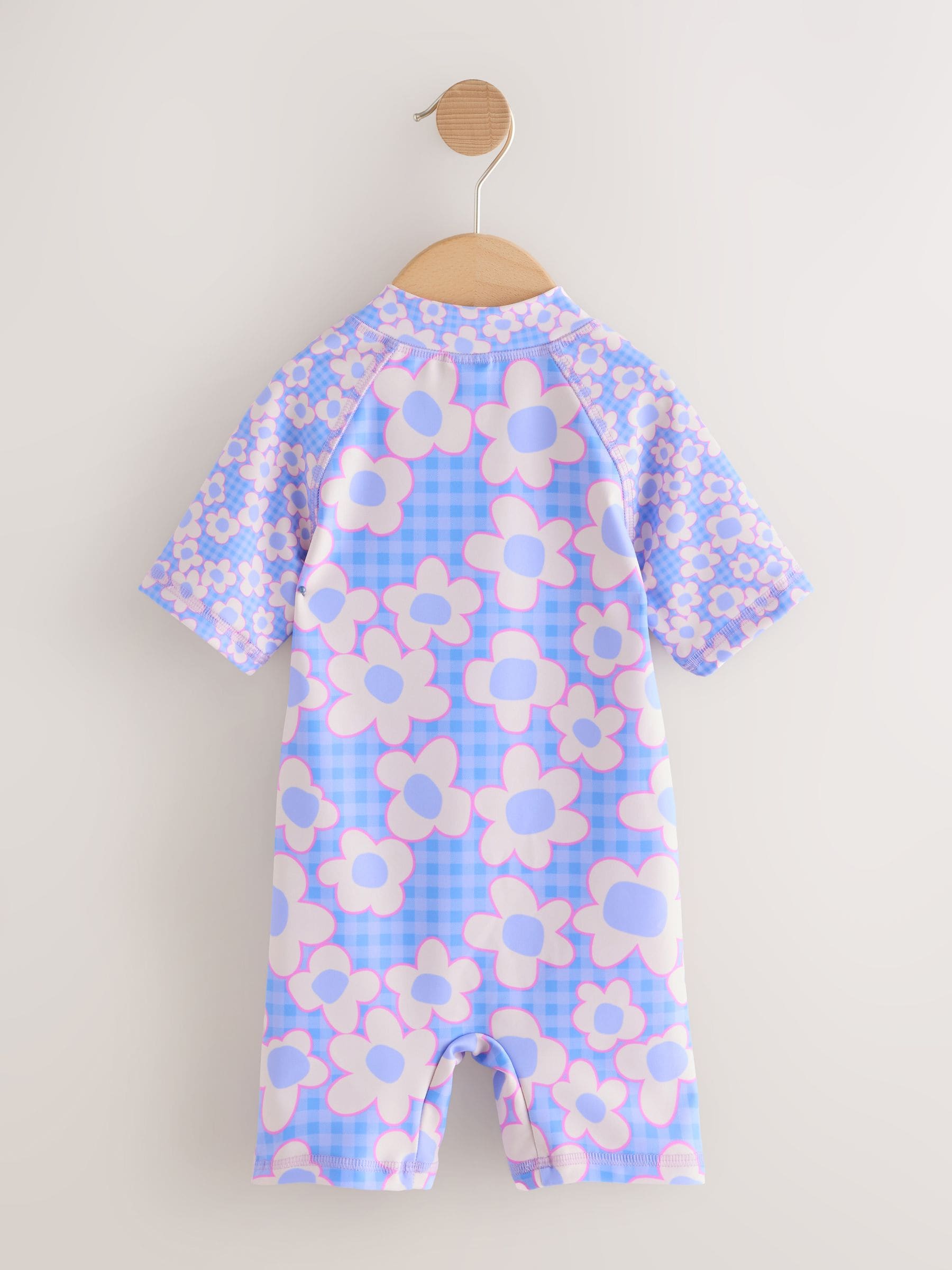 Blue Stampy Floral Sunsafe Swimsuit (3mths-10yrs) image 6