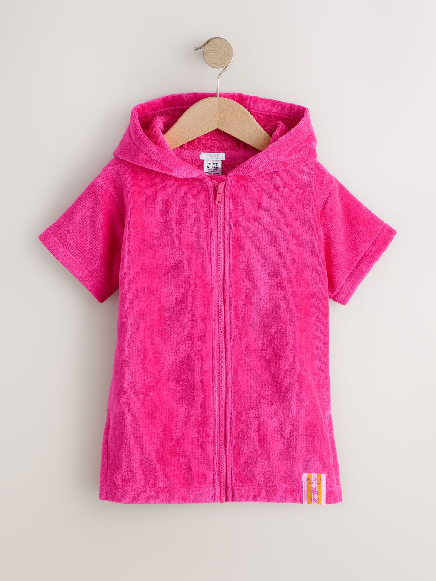 Pink Zip Towelling Poncho (3mths-7yrs) image 5