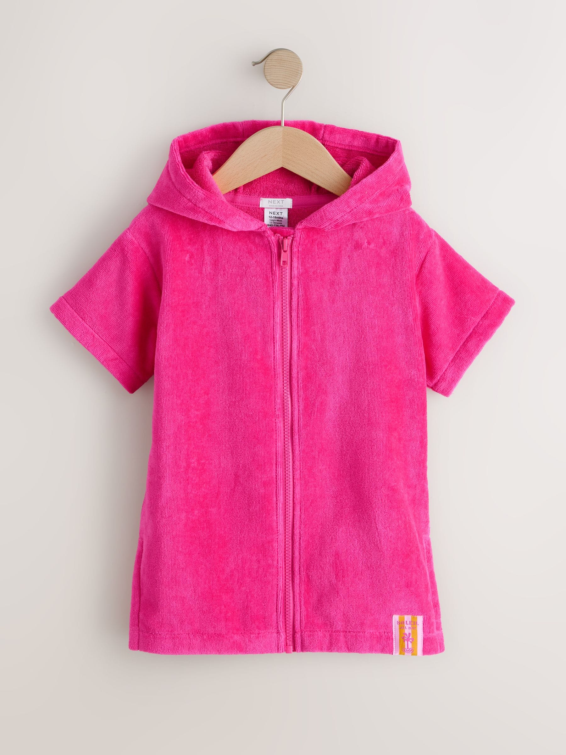 Pink Zip Towelling Poncho (3mths-7yrs) image 5