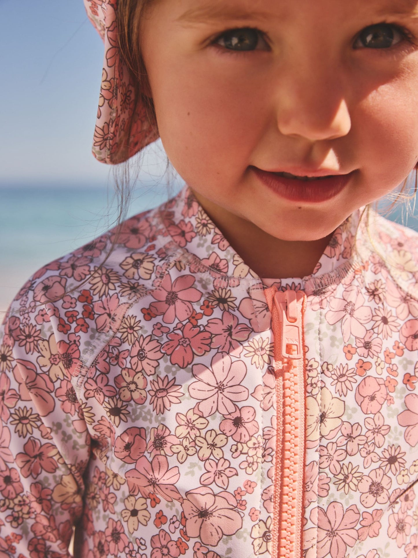 Dsiney Kidz - Coral Pink Ditsy Floral Long Leg Sunsafe Swimsuit (3mths-7yrs) image 4