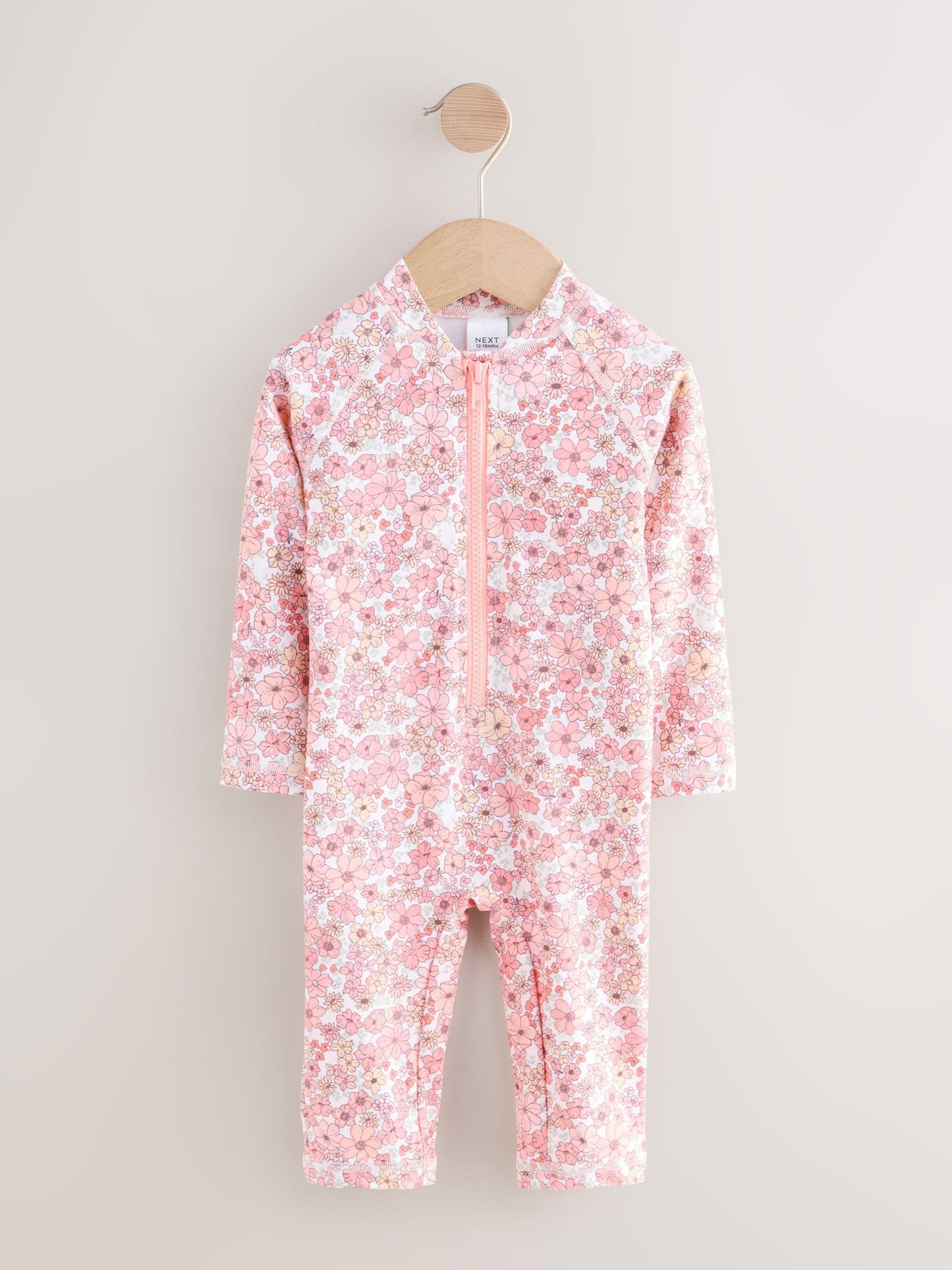 Dsiney Kidz - Coral Pink Ditsy Floral Long Leg Sunsafe Swimsuit (3mths-7yrs) image 5