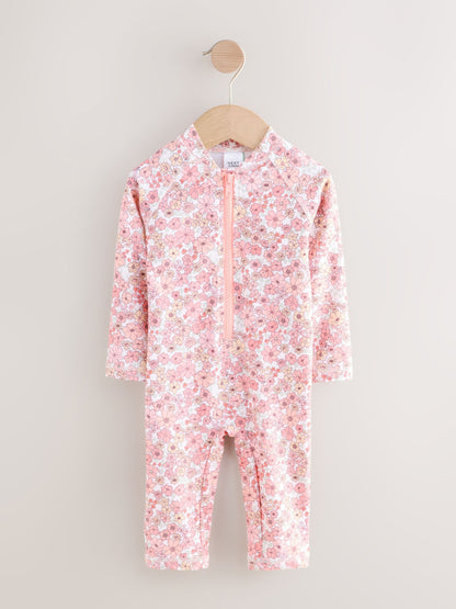 Dsiney Kidz - Coral Pink Ditsy Floral Long Leg Sunsafe Swimsuit (3mths-7yrs) image 5