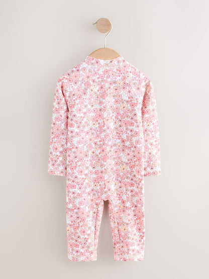 Dsiney Kidz - Coral Pink Ditsy Floral Long Leg Sunsafe Swimsuit (3mths-7yrs) image 6