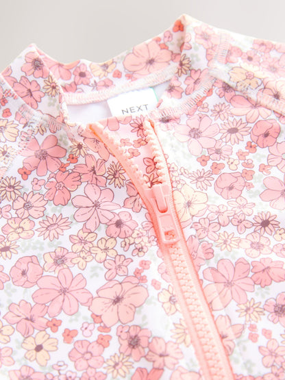 Dsiney Kidz - Coral Pink Ditsy Floral Long Leg Sunsafe Swimsuit (3mths-7yrs) image 7