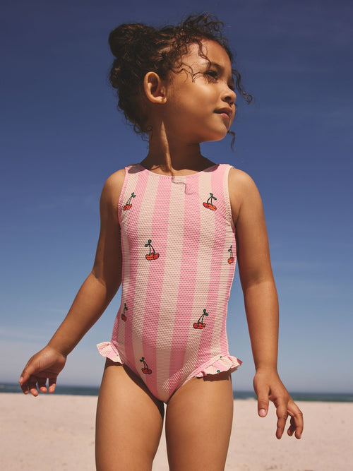 Dsiney Kidz - Pink Cherry Stripe Frill Leg Swimsuit (3mths-7yrs) image 1