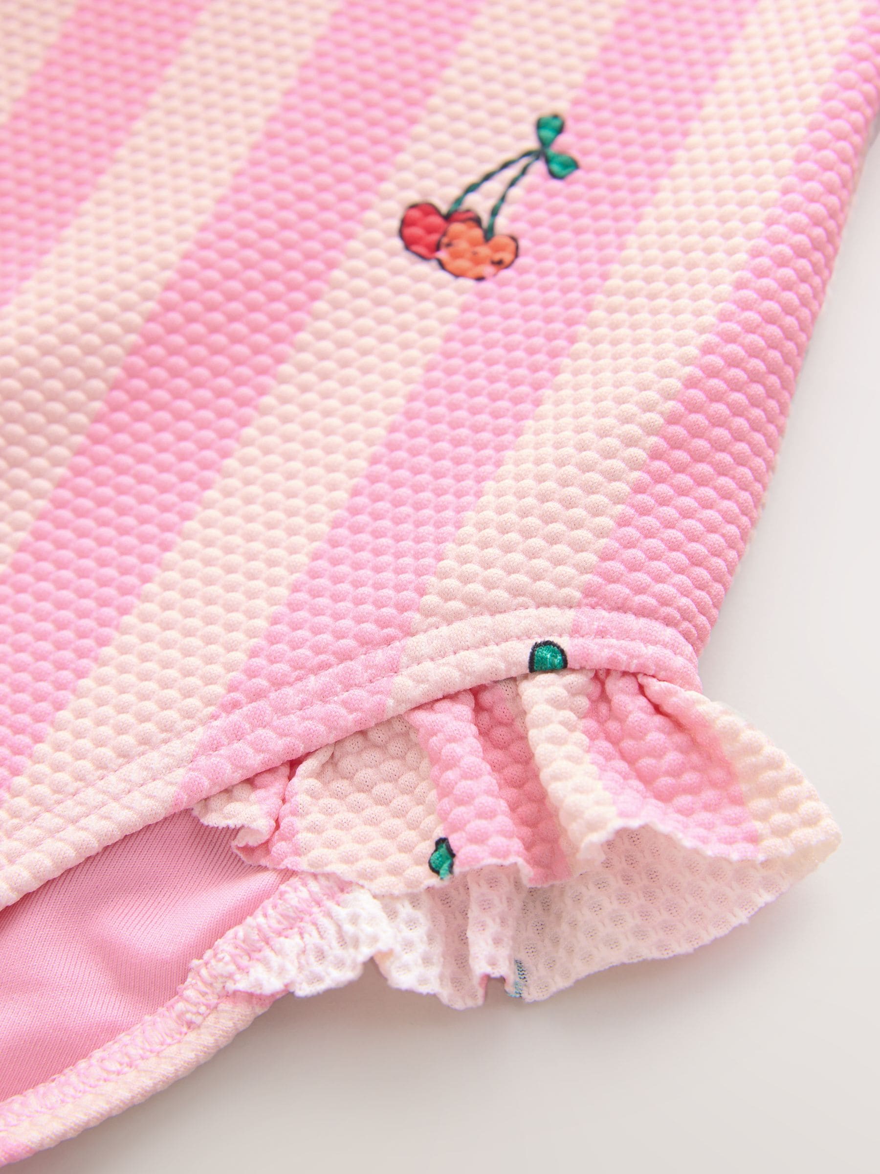 Pink Cherry Stripe Frill Leg Swimsuit (3mths-7yrs) image 8