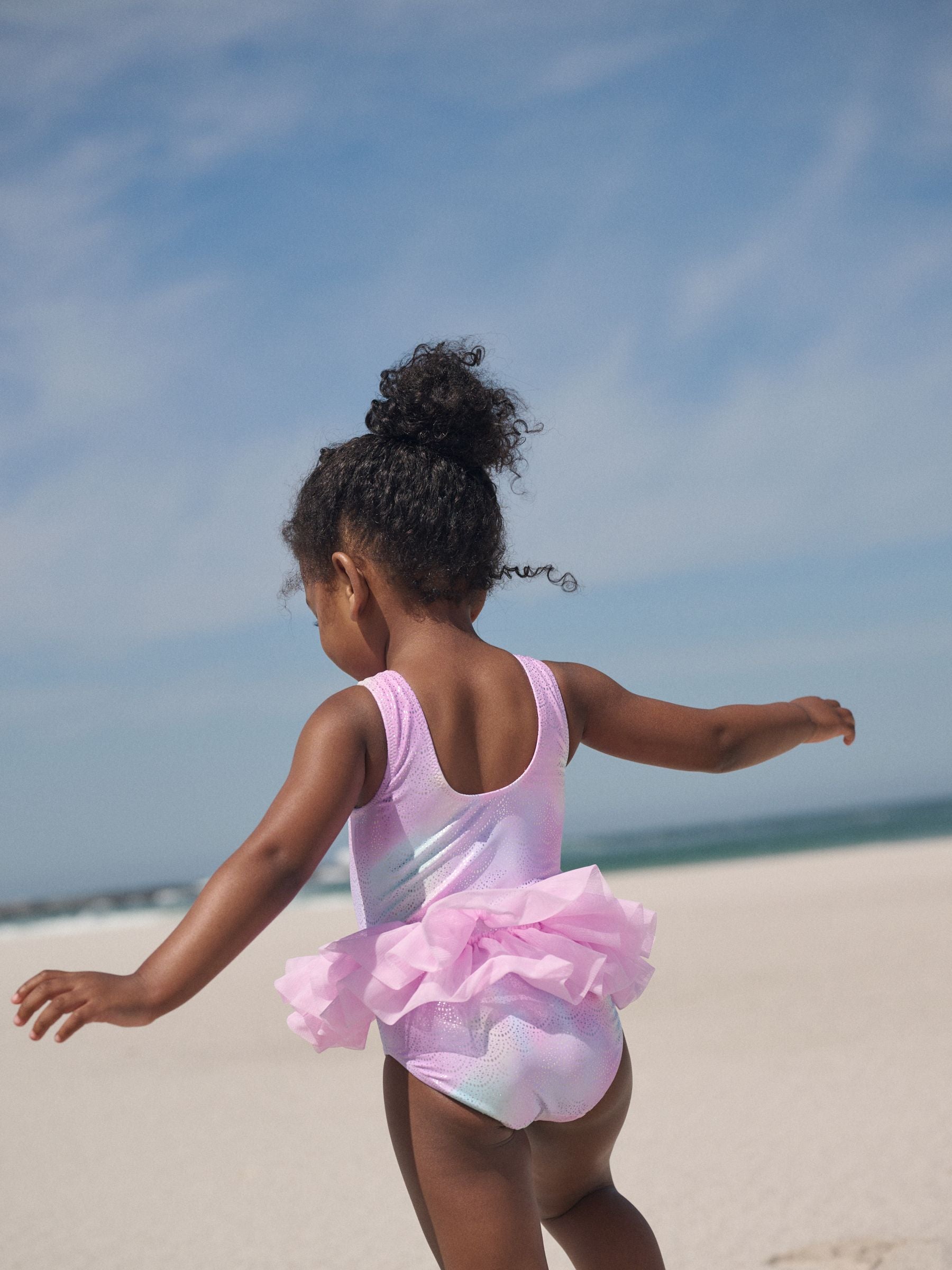 Pink Foil Mesh Tutu Swimsuit (3mths-7yrs) image 3