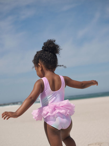 Pink Foil Mesh Tutu Swimsuit (3mths-7yrs) image 3