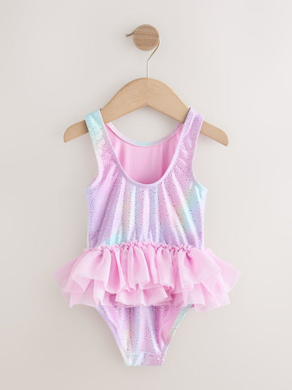Pink Foil Mesh Tutu Swimsuit (3mths-7yrs) image 5