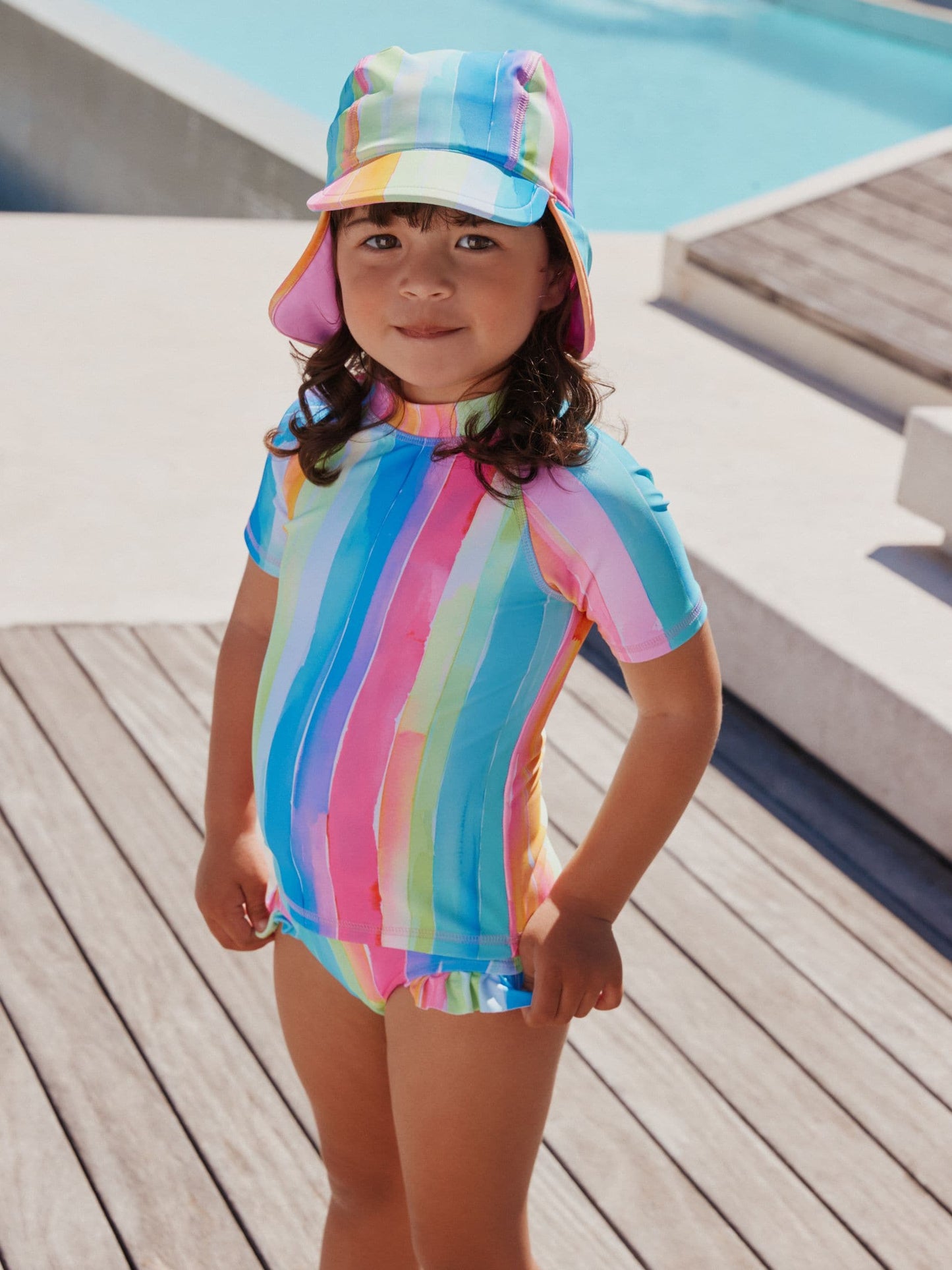Rainbow Stripe Swim Legionnaire Hat (3mths-10yrs) image 2