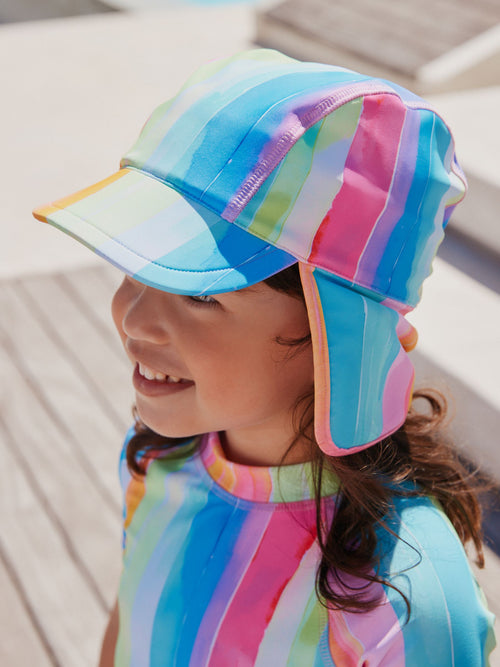 Rainbow Stripe Swim Legionnaire Hat (3mths-10yrs) image 1
