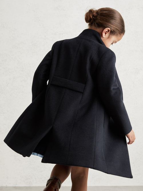 Reiss Navy Kia 9-13 yrs Wool-Blend Funnel-Neck Coat image 1