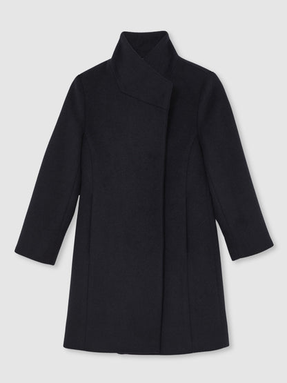 Reiss Navy Kia 9-13 yrs Wool-Blend Funnel-Neck Coat image 2