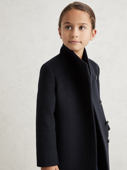 Reiss Navy Kia 9-13 yrs Wool-Blend Funnel-Neck Coat image 4