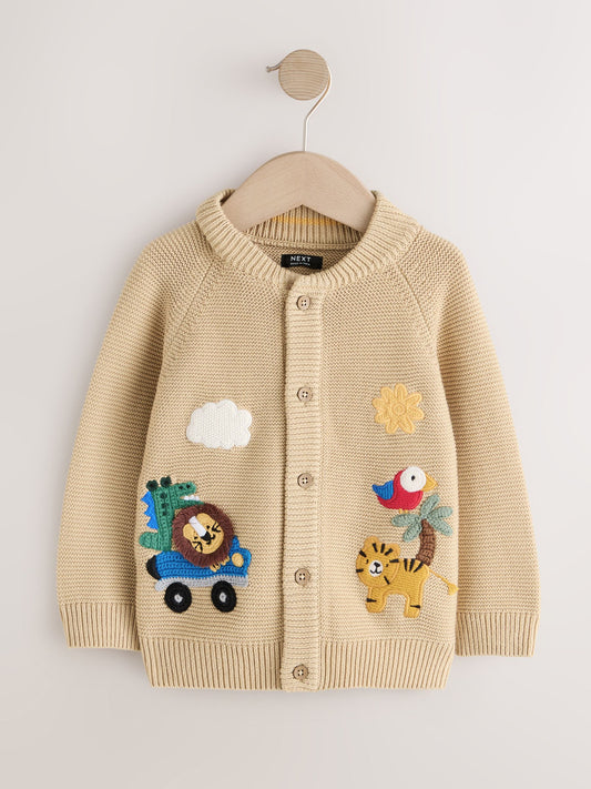 Tan Brown Safari Character Cardigan (3mths-7yrs) - image 1