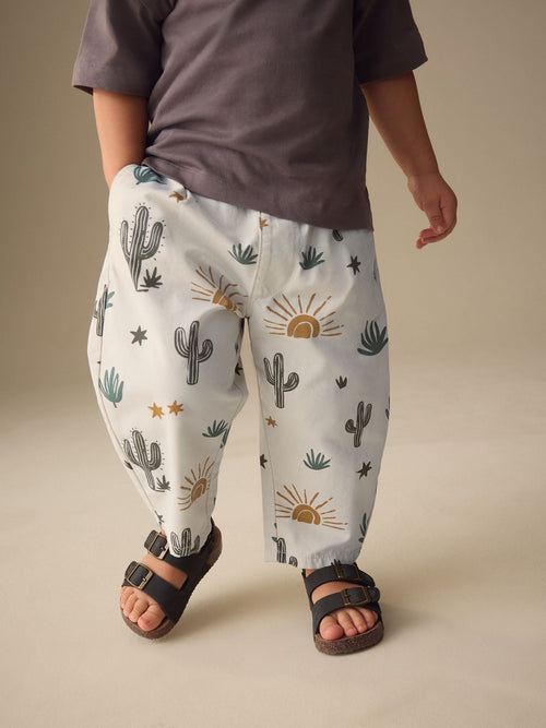 Neutral Cactus Print Barrel Pull On Trousers (3mths-7yrs) image 1