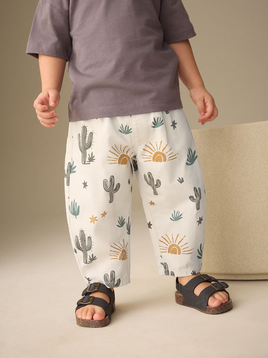 Neutral Cactus Print Barrel Pull On Trousers (3mths-7yrs) image 2