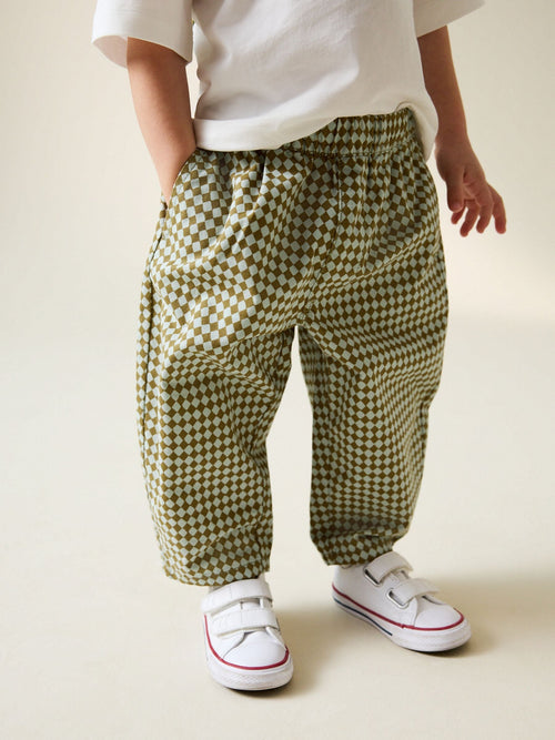 Green/Blue Mini Harlequin Barrel Pull On Trousers (3mths-7yrs) image 1