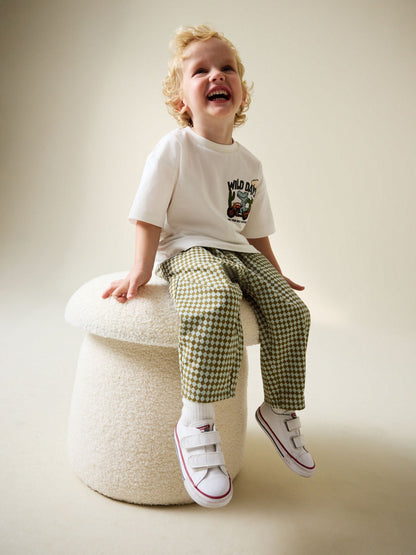 Green/Blue Mini Harlequin Barrel Pull On Trousers (3mths-7yrs) image 2