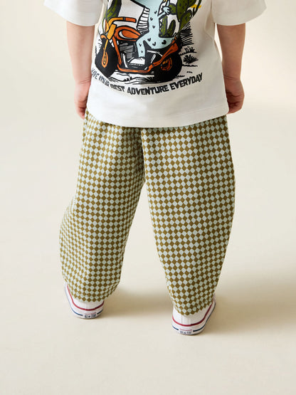 Green/Blue Mini Harlequin Barrel Pull On Trousers (3mths-7yrs) image 3