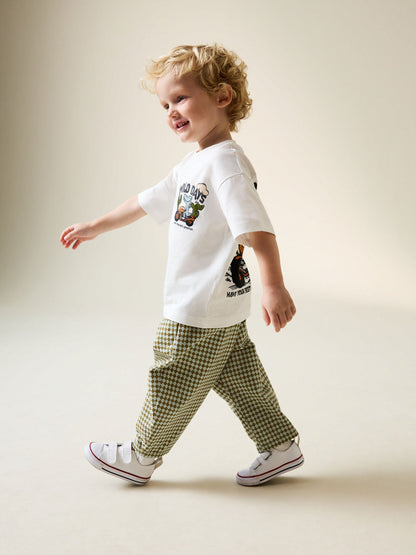 Green/Blue Mini Harlequin Barrel Pull On Trousers (3mths-7yrs) image 4