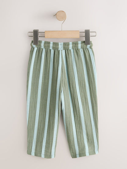 Sage Green Striped Soft Textured Pull On Trousers (3mths-7yrs) image 5