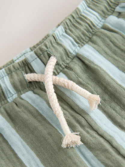 Sage Green Striped Soft Textured Pull On Trousers (3mths-7yrs) image 6
