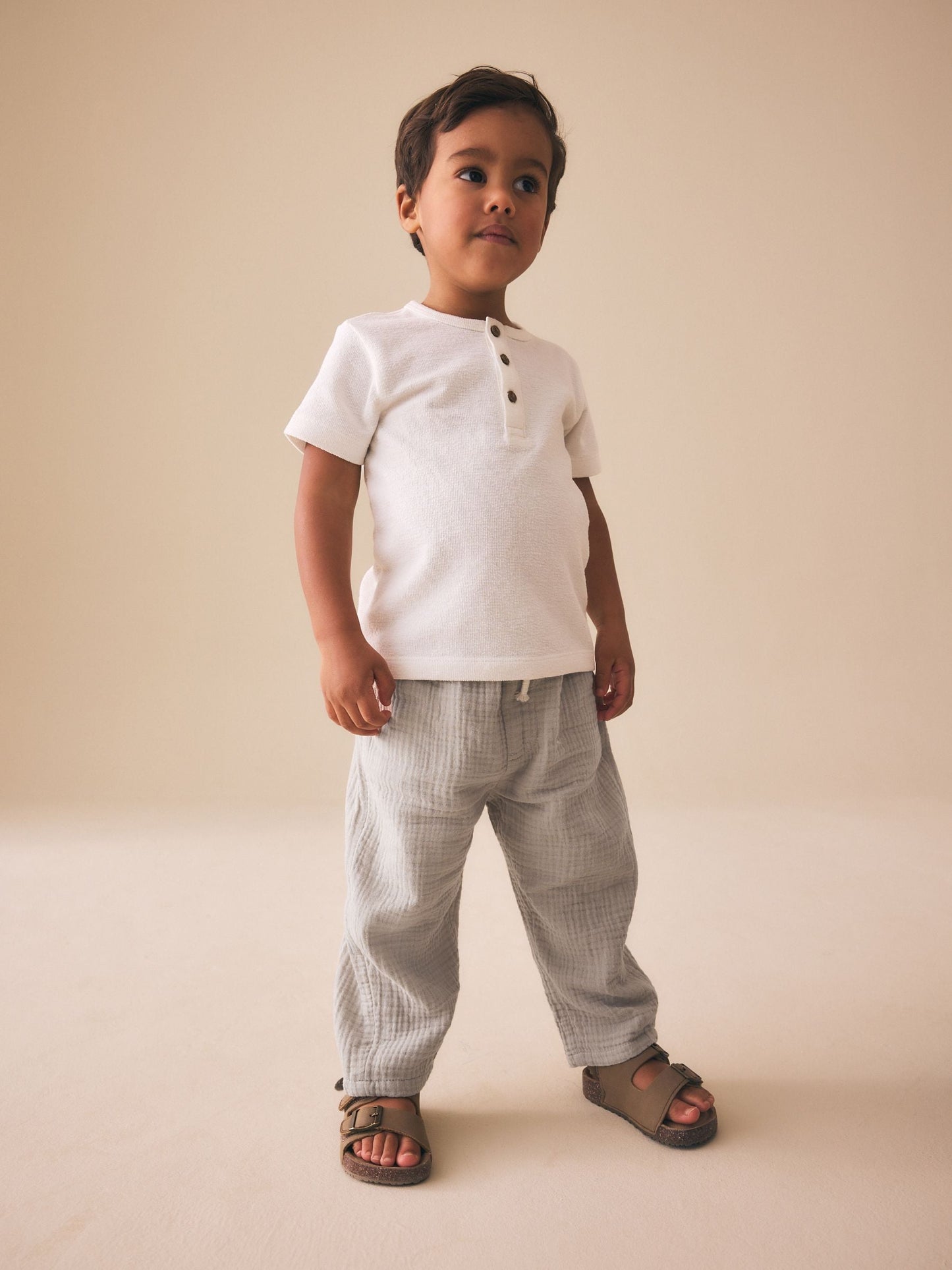 Neutral Soft Textured Pull On Trousers (3mths-7yrs) image 2