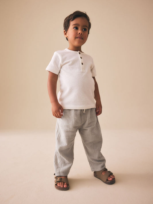 Neutral Soft Textured Pull On Trousers (3mths-7yrs) image 2