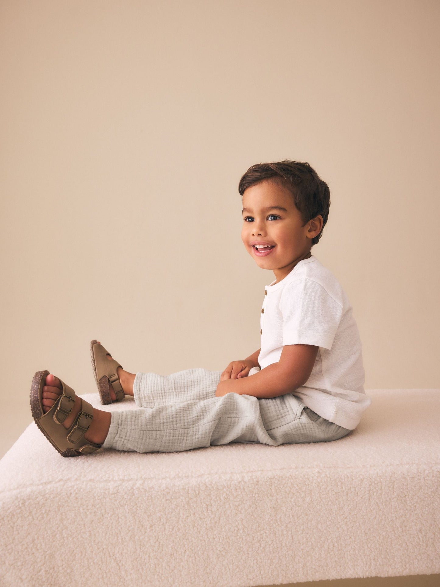 Neutral Soft Textured Pull On Trousers (3mths-7yrs) image 4
