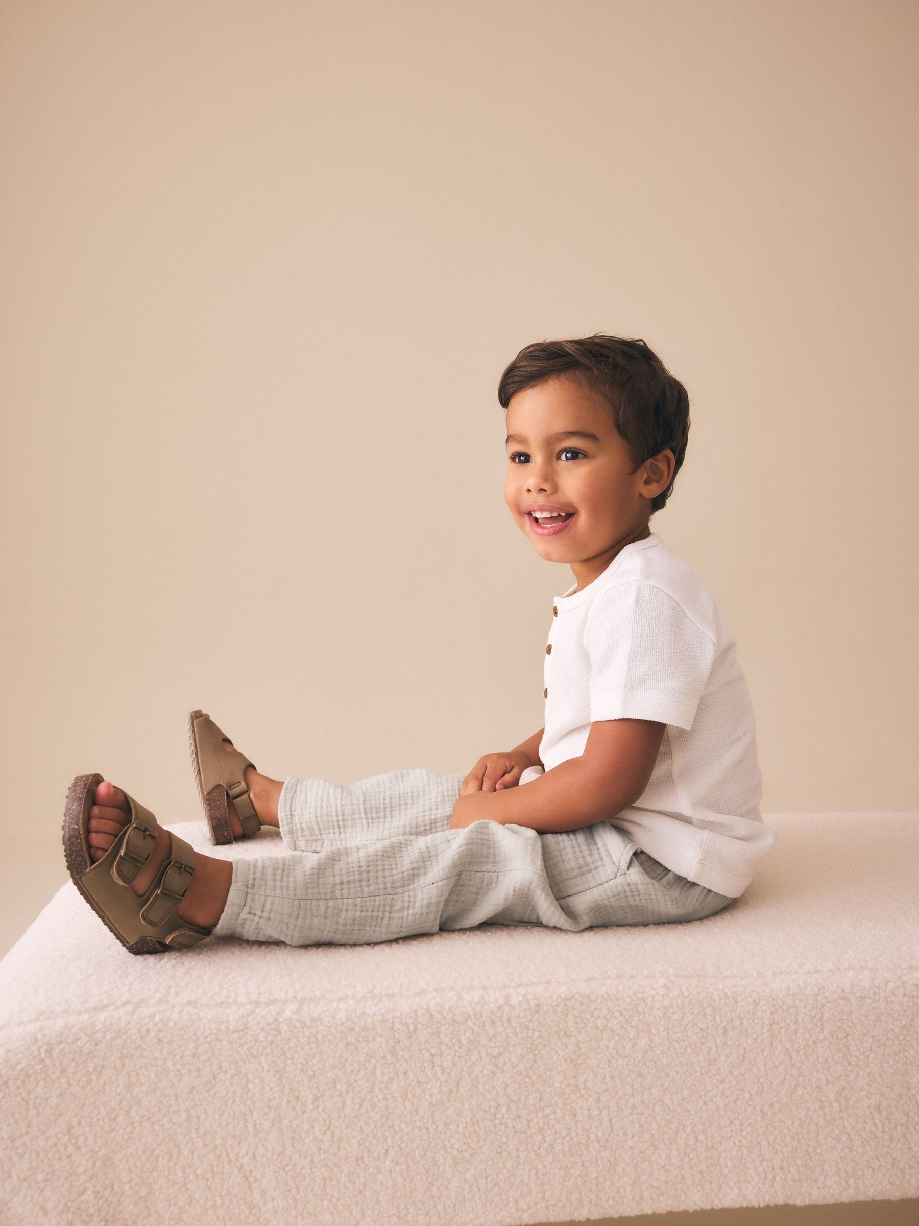 Neutral Soft Textured Pull On Trousers (3mths-7yrs) image 4
