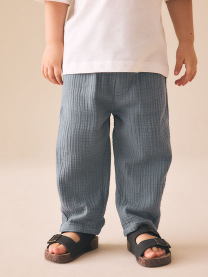 Blue Soft Textured Pull On Trousers (3mths-7yrs) image 1