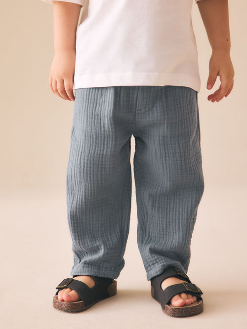 Blue Soft Textured Pull On Trousers (3mths-7yrs) image 1