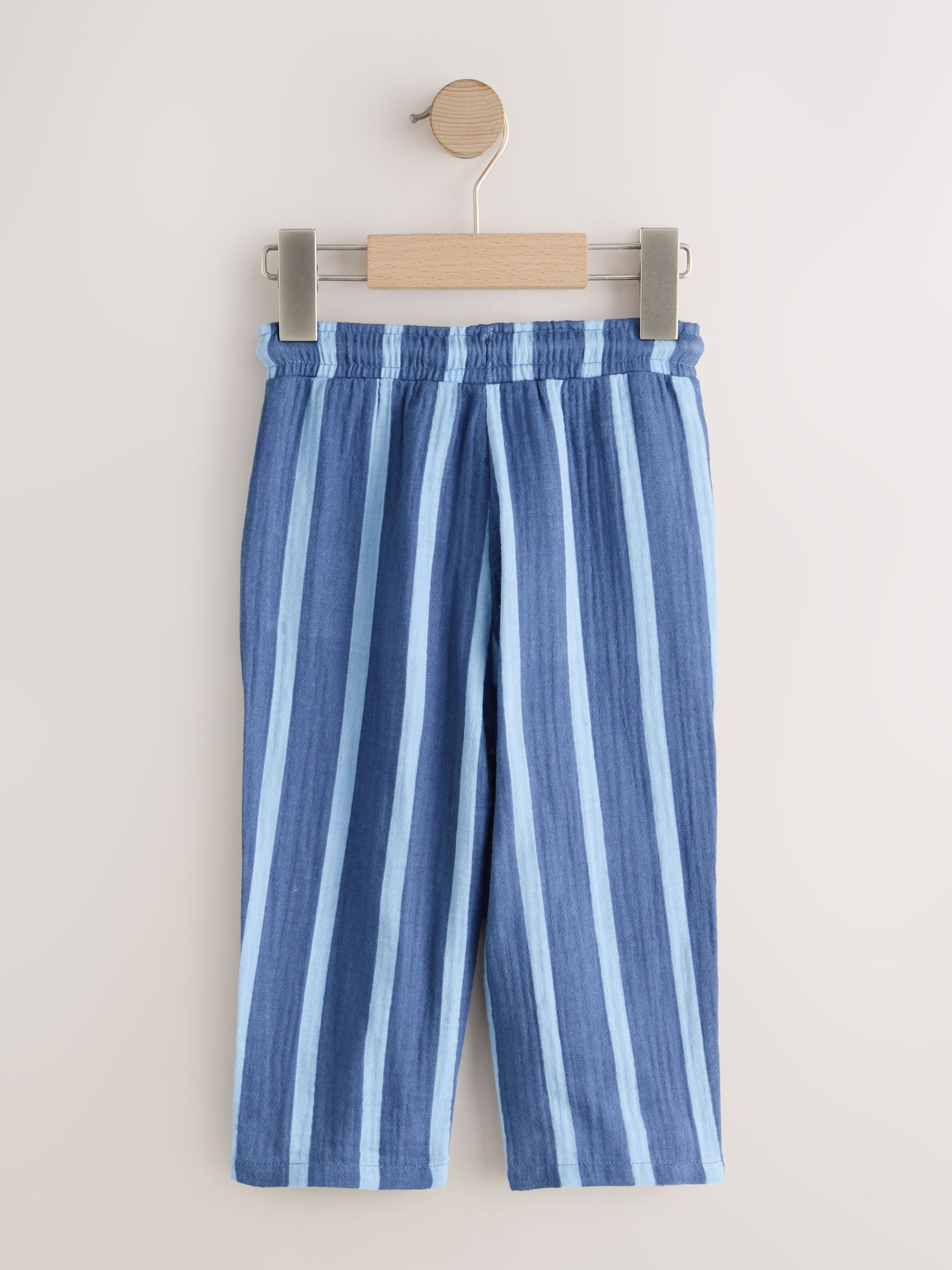 Blue Navy Striped Soft Textured Pull On Trousers (3mths-7yrs) image 6